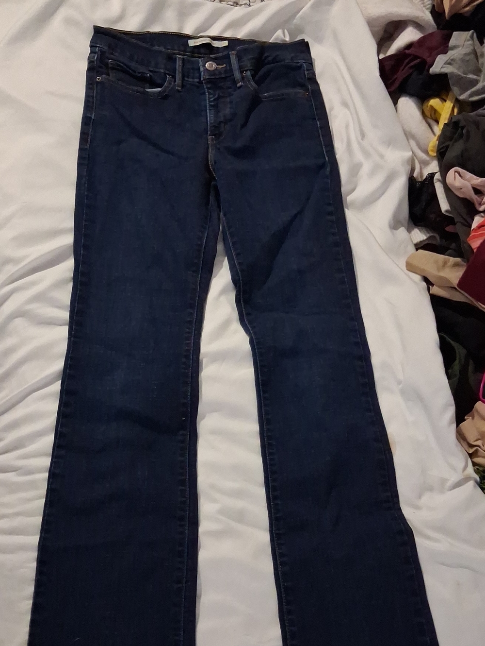 Women's Dark Blue Flare Jeans with Subtle Stretch